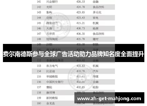 费尔南德斯参与全球广告活动助力品牌知名度全面提升 费尔南德斯参与全球广告活动助力品牌知名度全面提升
